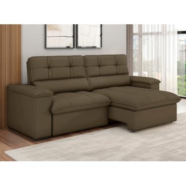 Imagem de Sofá 3 Lugares Retrátil Reclinável 240cm Slim Veludo Londres Besthouse - Marrom