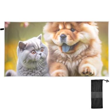 Imagem de TSENQUE Chow Chow Cachorro Gato Fofo Toalhas de Praia Extra Grande Toalha de Praia À Prova de Areia Toalhas de Viagem Fofas Secagem Rápida Leve Verão Praia Essenciais 71 x 70 Polegadas