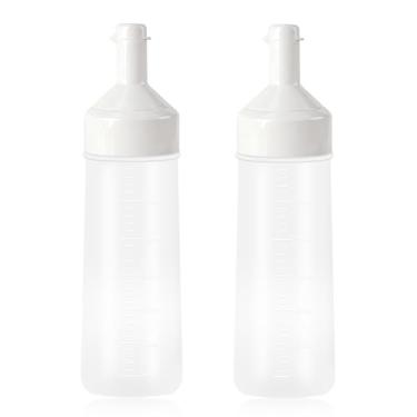 Imagem de CHILDHOOD Frascos de condimento Squeeze Squirt de 340 g com tampa, pacote com 2 - para ketchup, molho de salada, mostarda - branco