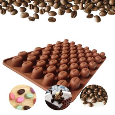 Imagem de Forma de Silicone para Chocolate em Formato de Grãos de Café, 55 Cavidades, 18.5cm x 7.28cm, Molde para Doces, Balas, Gelatina e Sabonete (Marrom)