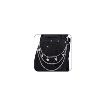 Imagem de LKingel Correntes para calças masculinas e femininas punk estrela lua coração estrela do mar corrente hip hop rock bolso corrente moda jeans em camadas para homens, Adjustable, liga metálica, Sem