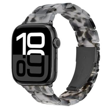 Imagem de Pulseira de resina compatível com Apple Watch séries 10/9/8/7/6/5/4/3/2/1/SE, leve para Apple Watch Series 10/9/8/7/6/5/4/3/2/1/SE (38 mm/40 mm/41 mm/42 mm (série 10), pintura a tinta)