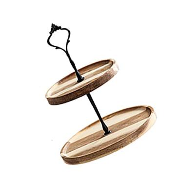 Imagem de GLOGLOW Rack de Suporte para Talheres, Bandeja de Exibição de 3 Camadas para Bolos e Frutas, Suporte para Servir Festas Em Liga de Madeira e Alumínio, Sobremesa de Madeira Vintage de 14,1 Onças (2