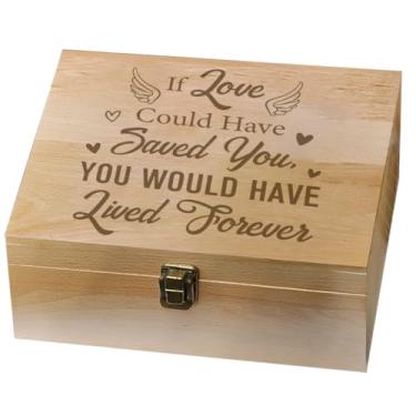 Imagem de arricraft 1 caixa de memória de madeira, If Love Could Save You, caixa de memória decorativa de madeira com tampas de dobradiça para fotos de aniversário DVDs letras joias 24,5 x 19,5 x 10,3 cm