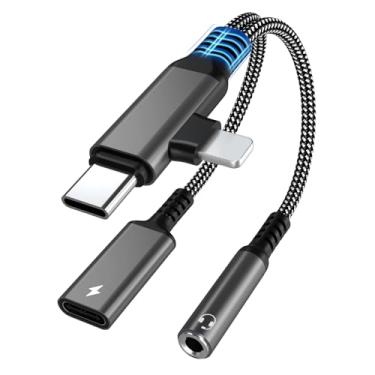 Imagem de Adaptador de iluminação 2 em 1 + conector USB-C de 3,5 mm e carregador PD 60W tipo C adaptador de fone de ouvido conector para iPhone, adaptador de iluminação Dongle HiFi divisor auxiliar para iPhone