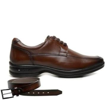 Imagem de Sapato Jota Pe Marrom 3d Tecnologia Em Couro + Cinto 70812-Masculino