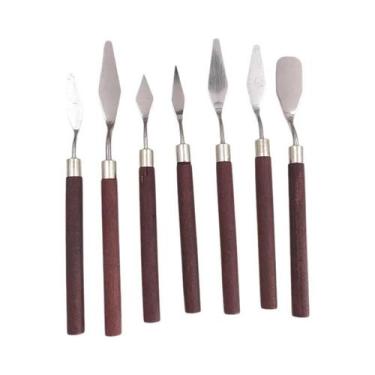 Imagem de Conjunto De Espátulas Para Pintura a Óleo 7 Peças Mini Paleta Espátula