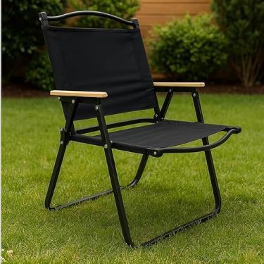 Imagem de Cadeira de Praia Dobrável Portátil em Aço Carbono para Pesca, Camping e Piquenique(Preta)