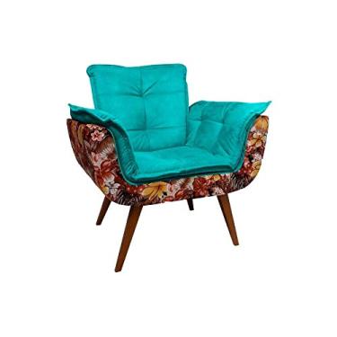 Imagem de Poltrona Opalla Tecido Floral Cor Acqua