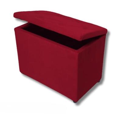 Imagem de Puff Quarto,Baú Retangular Banquinho Suede e Corino Decorativo Guarda Objetos Organizador Puff Pufe sala(Vermelho Suede)