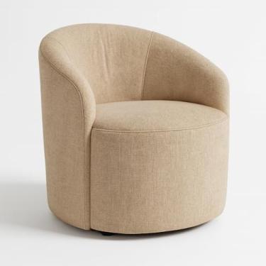 Imagem de Poltrona Grécia Orgânica Decorativa em Tecido Linho | Moderna Elegante Confortável com Almofadas (Bege)