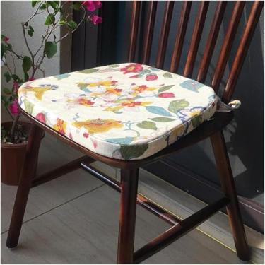 Imagem de Yadlan Almofadas para cadeira de sala de jantar, almofadas para cadeiras de cozinha antimanchas, com laços antiderrapantes, almofada de assento macia para banquinho, jardim E19 40 x 38 x 33 * 3 cm