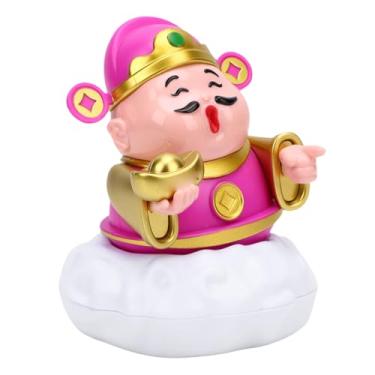 Imagem de Caishen Estatueta de riqueza e fortuna movida a energia solar com ventosa, roxa, para casa, escritório, loja, carro