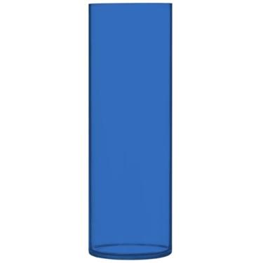 Imagem de Vaso cilíndrico azul cobalto para mesa decorativo vaso de flores redondo bonito personalizado decoração de quarto estética, 30 cm x 9,9 cm