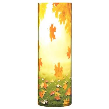 Imagem de CEBUGI Vaso de flores com folhas de outono, 10 x 30 cm, vaso cilíndrico para flores, vaso transparente inquebrável para decoração de casa de festa de casamento