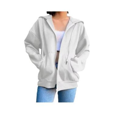 Imagem de Moletom Feminino De Manga Longa Com Capuz E Zíper, Casual E Estiloso, 
