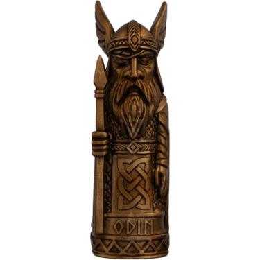 Imagem de Estátua Imagem Odin Mitologia Nórdica - Versão Totem (Cor Cobre Antigo)