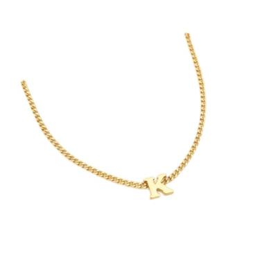 Imagem de Colar Choker Inicial Letra Banhado Ouro 45 Cm (Dourado, T)