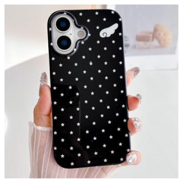 Imagem de Weonmov Capa para iPhone 17, linda estampa de asas de anjo, capa rígida de proteção à prova de choque para mulheres meninas homens 6,3 polegadas - preta