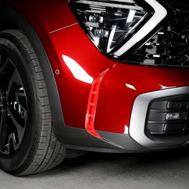 Imagem de Amzcar Para-choque dianteiro farol neblina moldura moldura capa exterior compatível com acessórios Kia Sportage X-LINE 2022-2025 (vermelho)