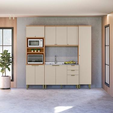 Imagem de Cozinha Compacta 4 Peças Com Torre Quente E Paneleiro Selene Jequitibá -off White Fosco