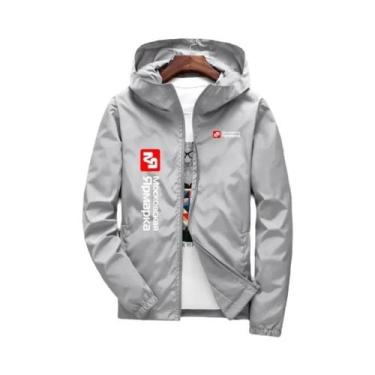 Imagem de Jaqueta Slim Com Capuz À Prova De Vento Para Homens, Casual, Com Zíper