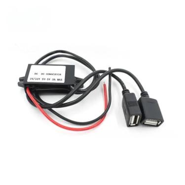 Imagem de Conversor 12V-24V para 5V 3A adaptador carregador de telefone para carro DC DC Step Down conversor de energia 12 volts para 5 volts (para porta dupla USB de 5 V)