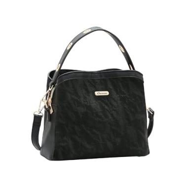 Imagem de Bolsa Média Chenson - 3 Divisórias - 3 Bolsos - Antifurto - Alça de Mão - Tiracolo Regulável - Preto - 3485314