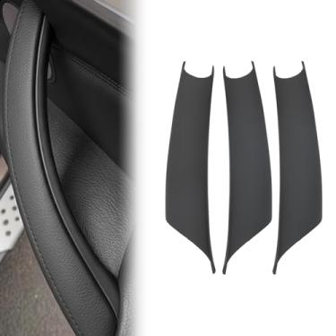 Imagem de BJchiwu 3 peças de acabamento de maçaneta de porta interior para BMW X5 E70 (2008–2013) X6 E71 (2008–2014), não pegajoso, não desmonte, instalação esquerda e direita, preto