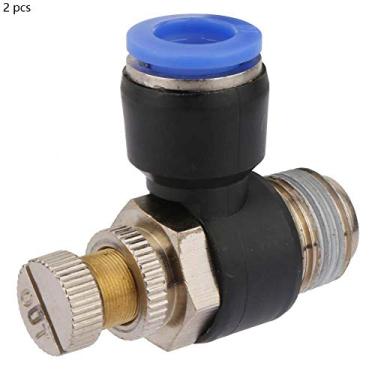 Imagem de Válvula reguladora pneumática, 2 peças, controlador de velocidade de fluxo de ar de plástico de cobre premium, acessórios de conexão rápida para sistemas de tubulação de ar com 10 (SL10-03)
