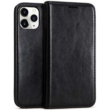 Imagem de KAVJU Capa de telefone com garra magnética [porta-cartão], para Apple iPhone 11 Pro 5,8 polegadas couro genuíno à prova de choque Folio Case Wallet [Suporte] (Cor: preto)