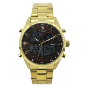 Imagem de Relógio Masculino de Aço Tuguir AnaDigi Infinity GCS-1265 Dourado e Marrom
