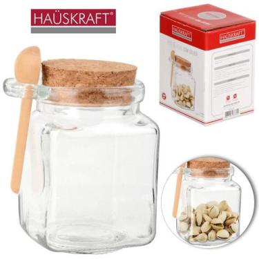 Imagem de Acucareiro / Porta Condimento Vidro Alca + Colher Bambu E - Hauskraft