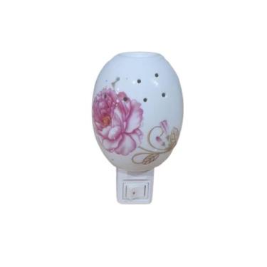 Imagem de Mini Abajur De Tomada Luminária De Cerâmica Bivolt Difusor Cor:Rosa Gr