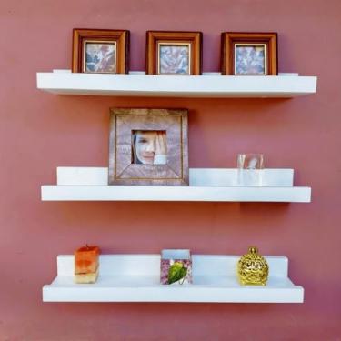 Imagem de Prateleiras Canaletas Livros Quadros Temperos Estante Parede Nichos Decorativos