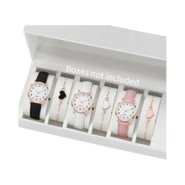 Imagem de Conjunto De Relógios De Quartzo Femininos 4/6PCS Com Mostrador Árabe, 