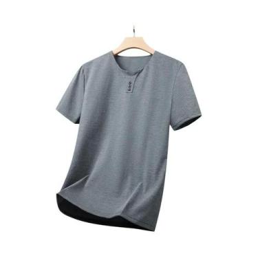 Imagem de Camiseta Masculina Casual De Negócios Com Decote Em V E Manga Curta, 3