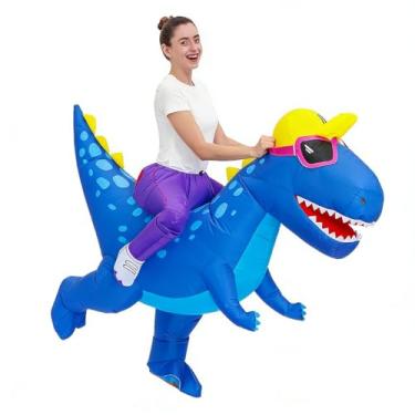Imagem de Luxtacular Fantasia inflável de dinossauro, fantasia de dinossauro para adultos, Halloween, Natal