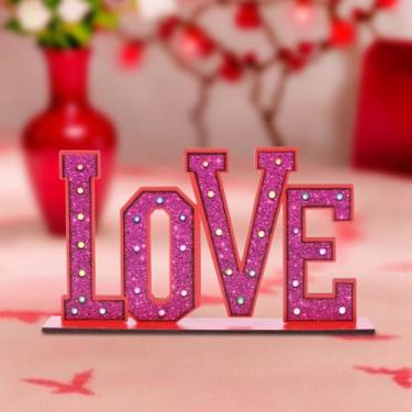 Imagem de Placa decorativa Love com base antiderrapante para mesa de centro de mesa, enfeite de dia dos namorados, presente para casamento, noivado, aniversário