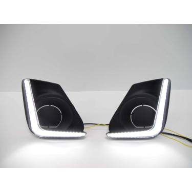 Imagem de Switchback branco e âmbar LED para-choque dianteiro farol de neblina DRL âmbar sequencial recurso de seta compatível com Toyota corolla 2011-2013, substitui farol de neblina OEM, 81210-06071, 81220