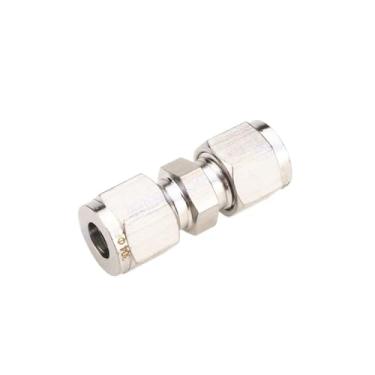 Imagem de 3 4 6 8 10 12 mm 1/20.3 cm 1/10.2 cm 3/20.3 cm 1/5.1 cm OD Pipe 304 SS Conector de encaixe de tubo de virola dupla de aço inoxidável (1/10.2 cm)