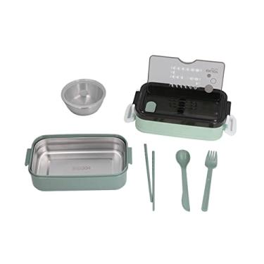 Imagem de Aqur2020 Lancheira Isolada de Aço Inoxidável, Caixa de Duas Camadas Com Vedação à Prova de Vazamento e Utensílios, Retenção de Calor para (Modelo em aço inox + tigela de sopa em inox)