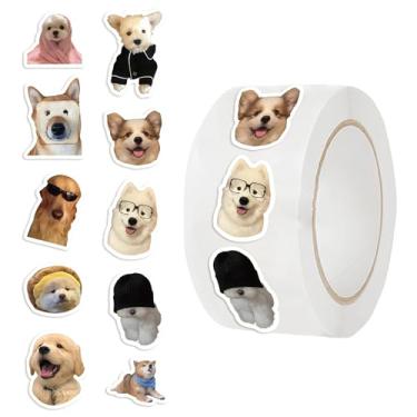 Imagem de Rolo de adesivos motivacionais em aquarela de 500 folhas - Etiquetas de lembrete de cachorro, decalques de selo de palavras positivas para diário/planejador, envelope DIY, livro, telefone, artesanato