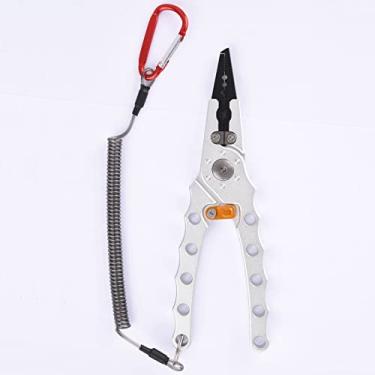 Imagem de LUYILA Alicate de pesca cortadores de trança de alumínio anel dividido alicate removedor de gancho suporte de peixe com bainha e cordão (cor: prata)
