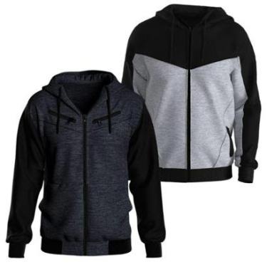 Imagem de Kit 2 Jaquetas De Moletom Com Ziper Bolso Canguru e Capuz-Masculino