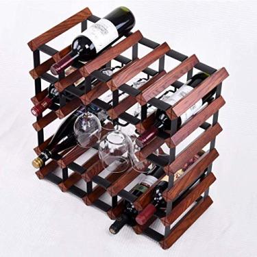 Imagem de Rack de vinho para armário de exibição de vinho empilhável e suporte de vidro para sala de estar rack de garrafa de vinho para cozinha, adega, bar, exposição de vinhos 60,2 * 50,8 * 23,5 cm (50,8