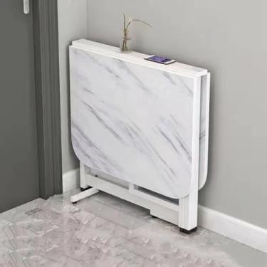 Imagem de ZXLPHA Mesa de jantar dobrável, mesa de cozinha extensível com textura de mármore extensível, com economia de espaço, para casa, sala de costura, sala de artesanato