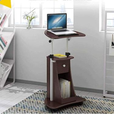 Imagem de U5GAAALPPQ9 Mesa de computador, carrinho de laptop ajustável em altura com parte superior giratória e armazenamento. Armazenamento de rolamento sentado a pé ajustável (tamanho: D) ()
