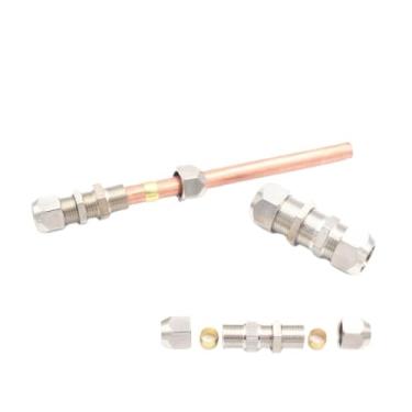 Imagem de Conjunto de placa/placa/anteparo de cobre banhado a níquel reto através do tubo de cobre junta de óleo pm-6/8/10/12 mm (8 mm a 8 mm)