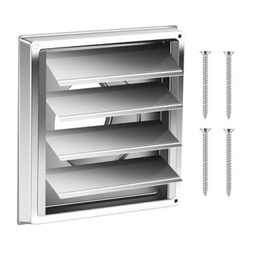 Imagem de Capa de ventilação de secadora de 10 cm, tampa de ventilação de parede de aço inoxidável com 4 parafusos, capa de ventilação de parede externa à prova de intempéries, tampa de ventilação de exaustão à